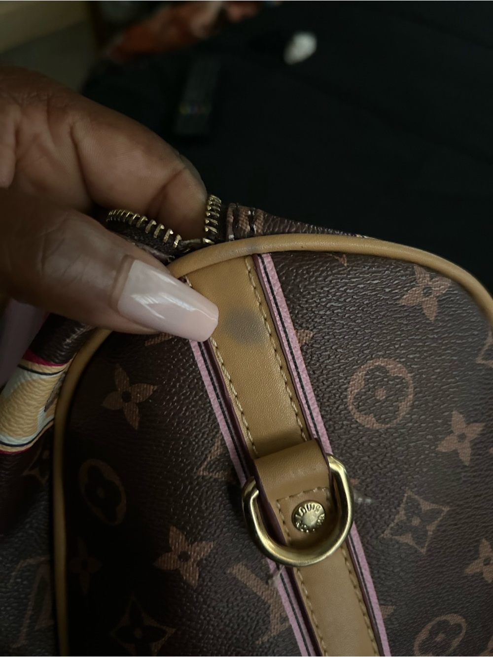 NOT-Louis Vuitton Brown Monogram Satchel with Pink Accents - Picture 3 of 10